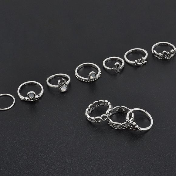 🍒NEW silver ethnic boho rings 💍10 piece - Picture 2 of 3